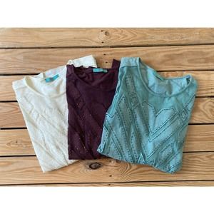 Lot of 3 RIO BAZAAR Long Sleeve Beaded Shirts M